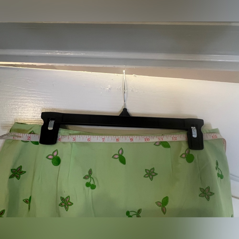 Vtg Lilly Pulitzer Skirt Embroidered Pistachio & Pink Underlay Women Size 8P NWT - Picture 5 of 11